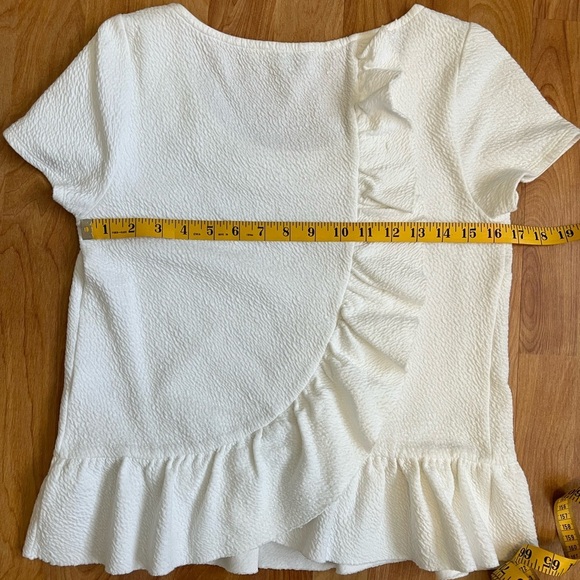 Anthropologie H15 S‘CL White Textured Cotton Knit Ruffle Hem & Back Tee - Picture 4 of 8